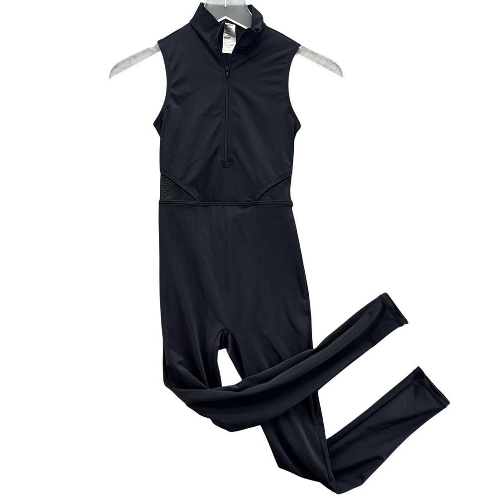 Balera Child Dance Front Zip Jumpsuit Size MC Black Back Cutout Competitive‎
